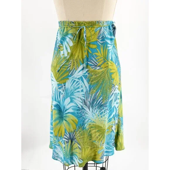 CLIO Petites Vtg 90s Palm Leaf Print Slip Skirt PM - Picture 4 of 13